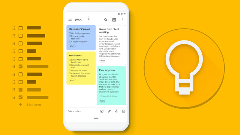 Google Keep có giao diện thân thiện, dễ sử dụng